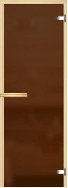Дверь стеклянная 79х189 бронза матовая/липа с прямоугольной ручкой и магнитной защелкой (АКМА), арт. 234М