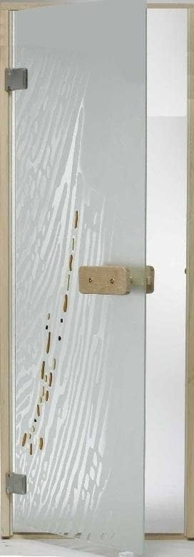 Дверь стеклянная 69х189 ВЕТЕР сатин/липа правая с прямоуг. ручкой (АКМА)