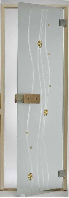 Дверь стеклянная 69х189 МЕДУЗЫ2 сатин/липа правая с прямоуг. ручкой (DESGLASS)